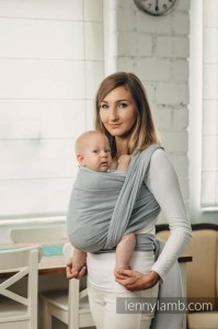 Chusta do noszenia dzieci, tkana splotem jodełkowym, bawełna, Mała Jodełka Szara, rozmiar do wyboru