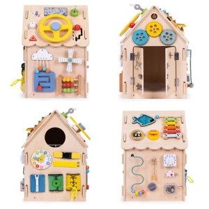 Drewniany domek manipulacyjny dla dzieci | 30 elementów