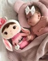 Personalizowana lalka Metoo różowa Królisia z kokardką 50 cm dla niemowlaka dziewczynki