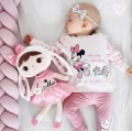 Personalizowana lalka Metoo różowa Królisia z kokardką 50 cm z imieniem datą i metryczką