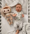 Beżowy Króliś personalizowany z imieniem jako prezent dla niemowlaka