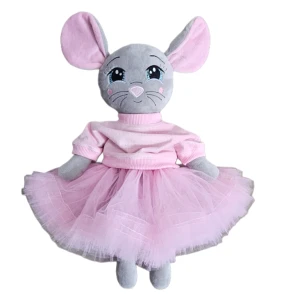 Maskotka personalizowana Myszka w różowej bluzeczce i tiulowej spódniczce