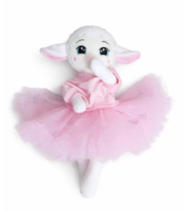 Maskotka personalizowana Owieczka w różowej bluzeczce i różowej spódniczce